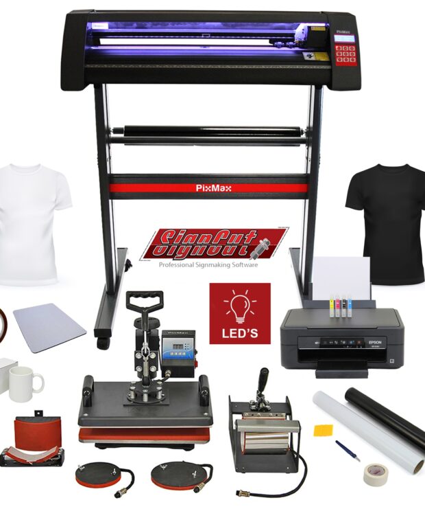 PixMax Da Vinci Bundle 5 in 1 Heat Press, LED Lit Vinyl Cutter, Printer, Accessories