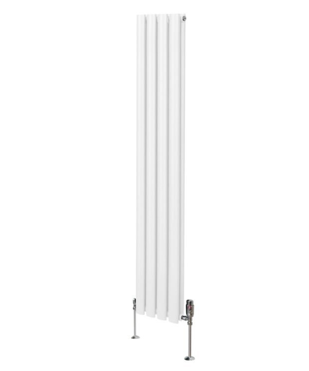 Oval Column Radiator & Valves - 1600mm x 240mm – White