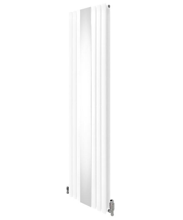 Oval Mirror Radiator & Valves - 1800mm x 500mm - White